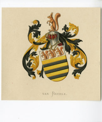 Antique Print - VAN BAERLE-COAT OF ARMS-FAMILY CREST-WENNING after VORSTERMAN - 1885
