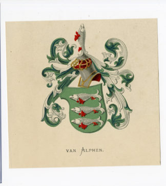 Antique Print - VAN ALPHEN-COAT OF ARMS-FAMILY CREST-WENNING after VORSTERMAN - 1885