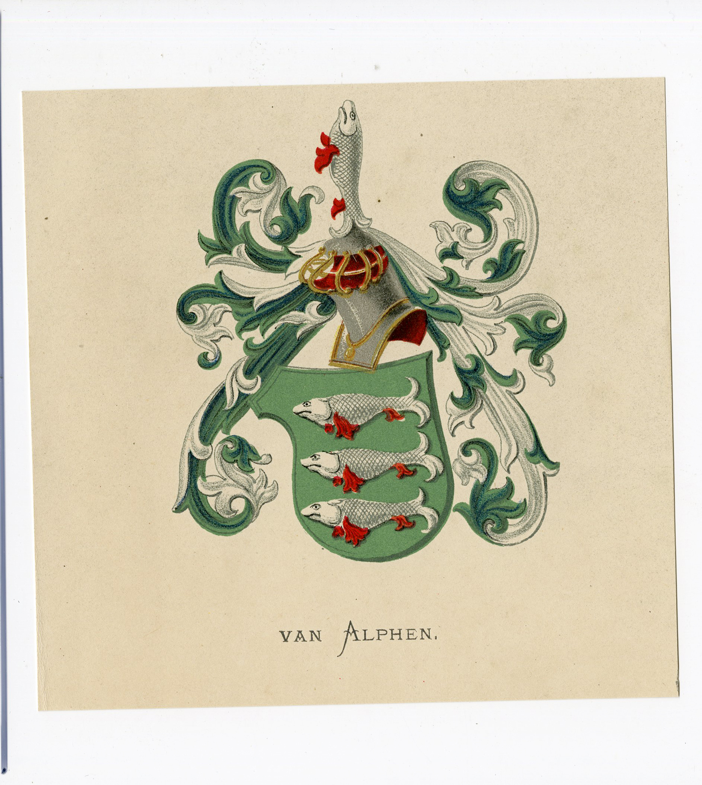 , Antique Print – VAN ALPHEN-COAT OF ARMS-FAMILY CREST-WENNING after VORSTERMAN – 1885, Pictura Antique Prints