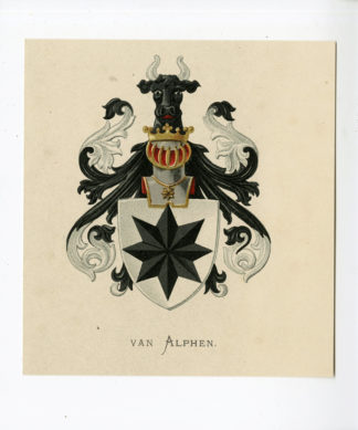 Antique Print - VAN ALPHEN-COAT OF ARMS-FAMILY CREST-WENNING after VORSTERMAN - 1885
