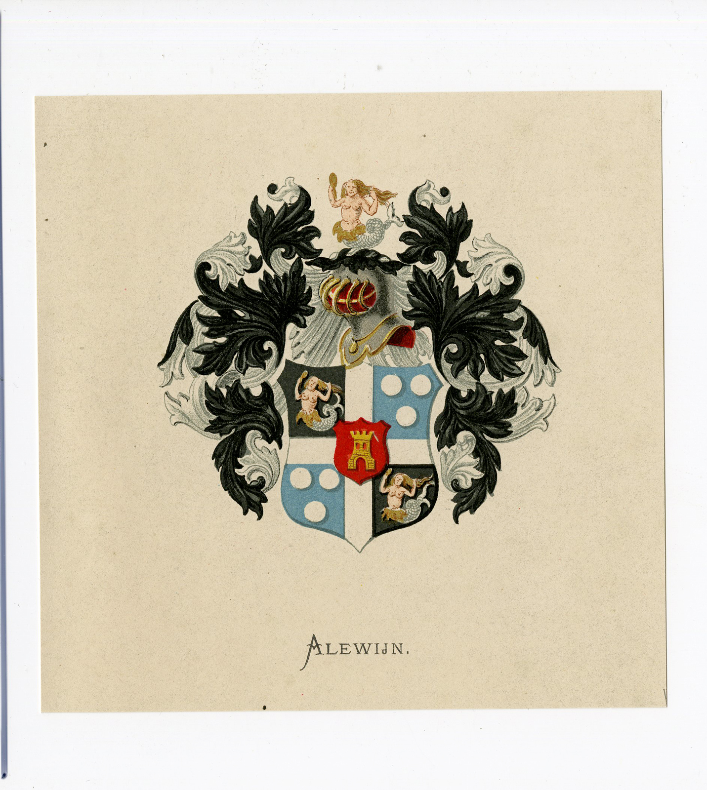 , Antique Print – ALEWIJN-COAT OF ARMS-FAMILY CREST-WENNING after VORSTERMAN – 1885, Pictura Antique Prints