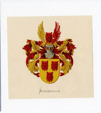 Antique Print - ACKERSDIJCK-COAT OF ARMS-FAMILY CREST-WENNING after VORSTERMAN - 1885