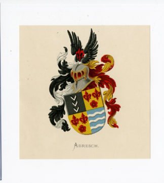 Antique Print - ABRESCH-COAT OF ARMS-FAMILY CREST-WENNING after VORSTERMAN - 1885