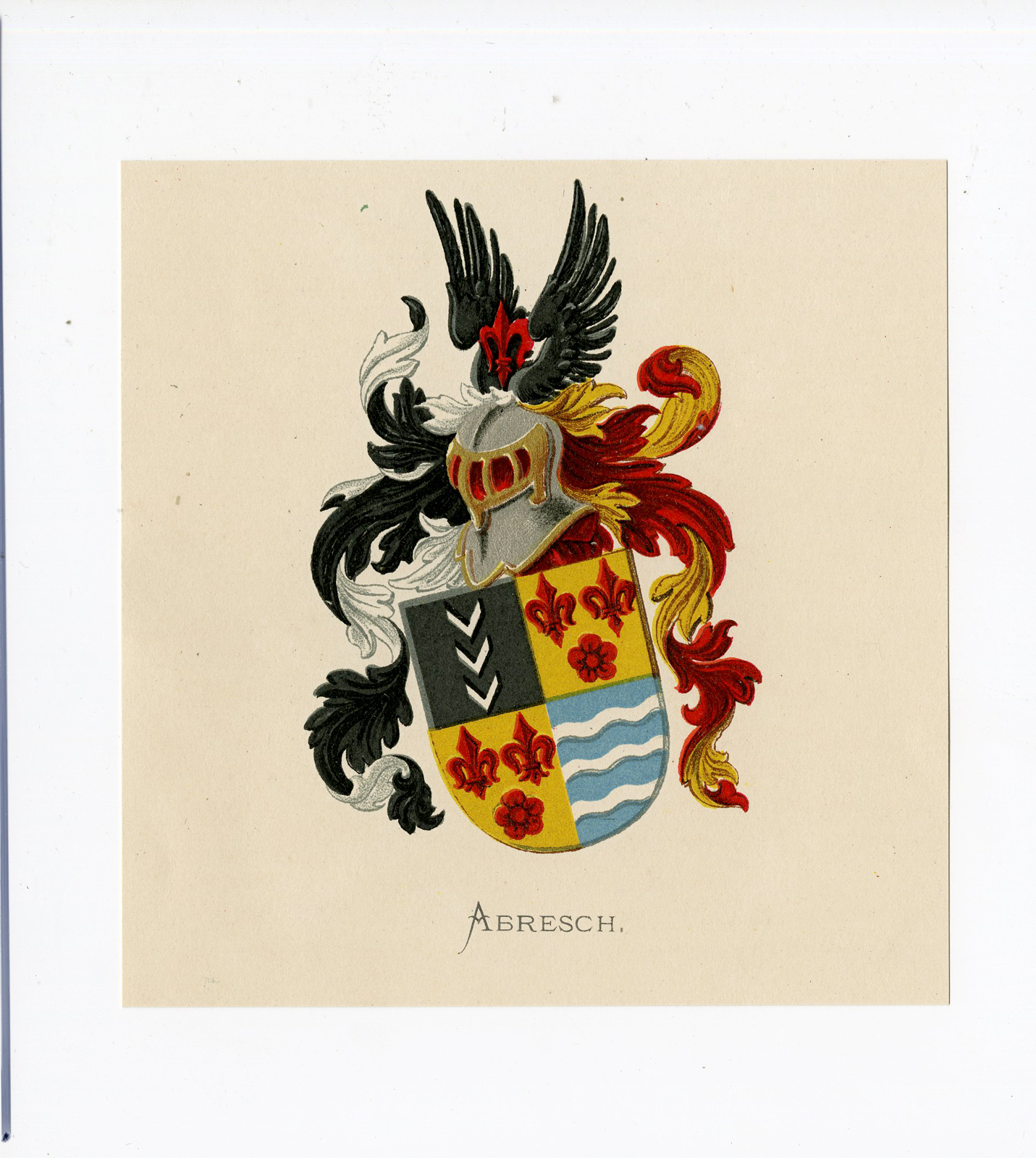 , Antique Print – ABRESCH-COAT OF ARMS-FAMILY CREST-WENNING after VORSTERMAN – 1885, Pictura Antique Prints