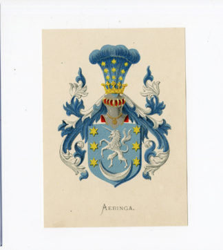 Antique Print - AEBINGA-COAT OF ARMS-FAMILY CREST-WENNING after VORSTERMAN - 1885