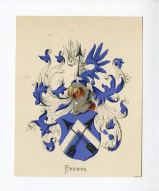 Antique Print - EVERTS-COAT OF ARMS-FAMILY CREST-WENNING after VORSTERMAN - 1885