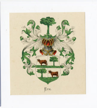 Antique Print - EYK-COAT OF ARMS-FAMILY CREST-WENNING after VORSTERMAN - 1885