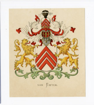 Antique Print - VAN EWYCK-COAT OF ARMS-FAMILY CREST-WENNING after VORSTERMAN - 1885
