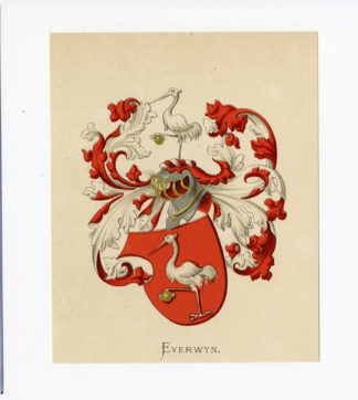 Antique Print - EVERWYN-COAT OF ARMS-FAMILY CREST-WENNING after VORSTERMAN - 1885