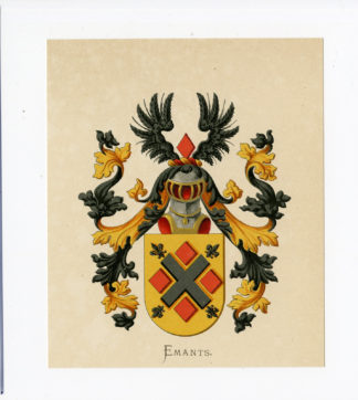 Antique Print - EMANTS-COAT OF ARMS-FAMILY CREST-WENNING after VORSTERMAN - 1885
