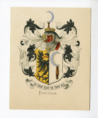 Antique Print - ENSCHEDÉ-COAT OF ARMS-FAMILY CREST-WENNING after VORSTERMAN - 1885
