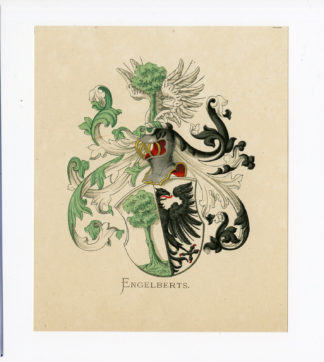 Antique Print - ENGELBERTS-COAT OF ARMS-FAMILY CREST-WENNING after VORSTERMAN - 1885
