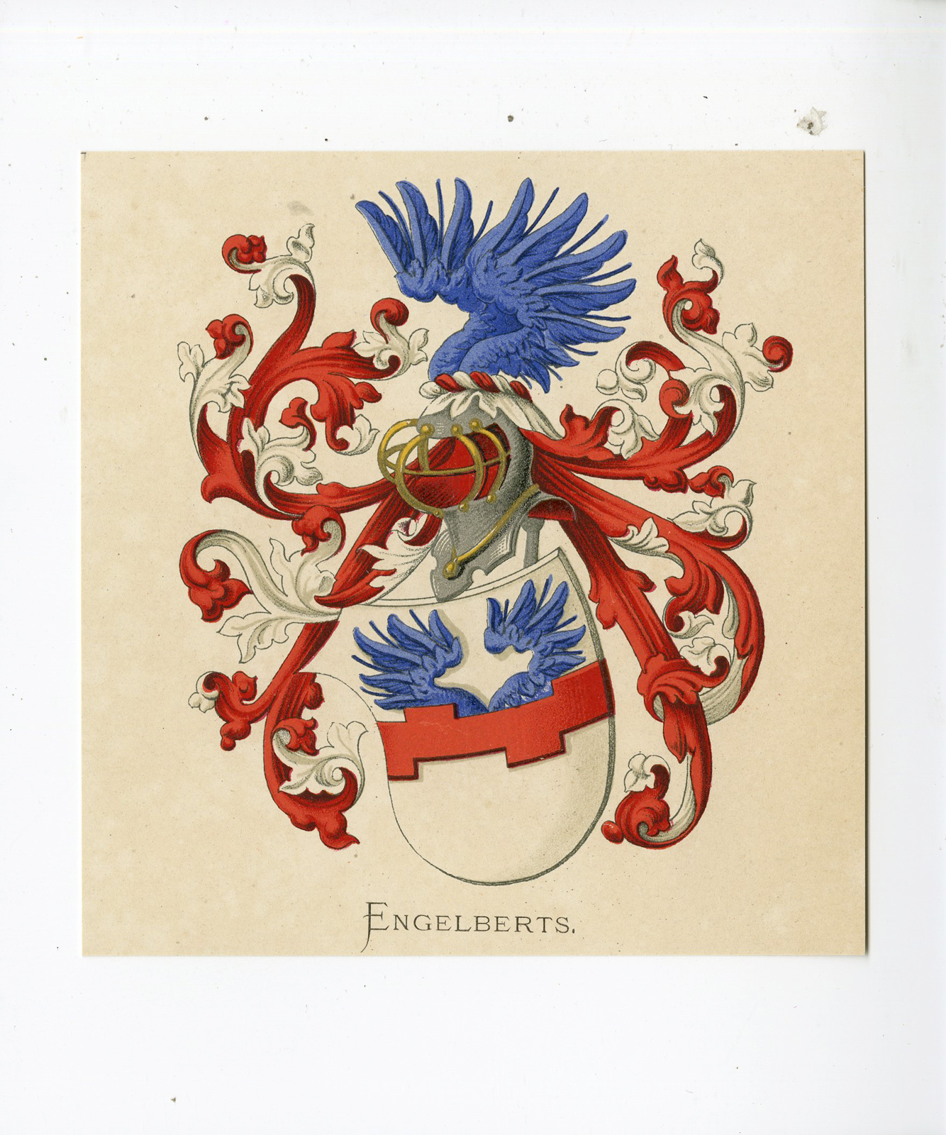 , Antique Print – ENGELBERTS-COAT OF ARMS-FAMILY CREST-WENNING after VORSTERMAN – 1885, Pictura Antique Prints
