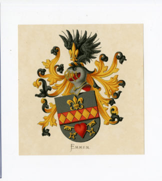 Antique Print - EMMEN-COAT OF ARMS-FAMILY CREST-WENNING after VORSTERMAN - 1885