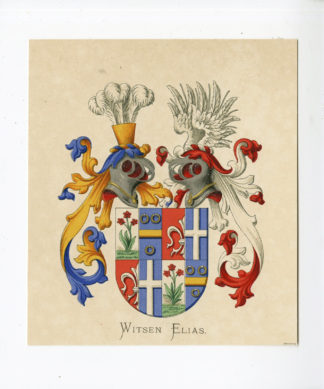 Antique Print - WITSEN ELIAS-COAT OF ARMS-FAMILY CREST-WENNING after VORSTERMAN - 1885