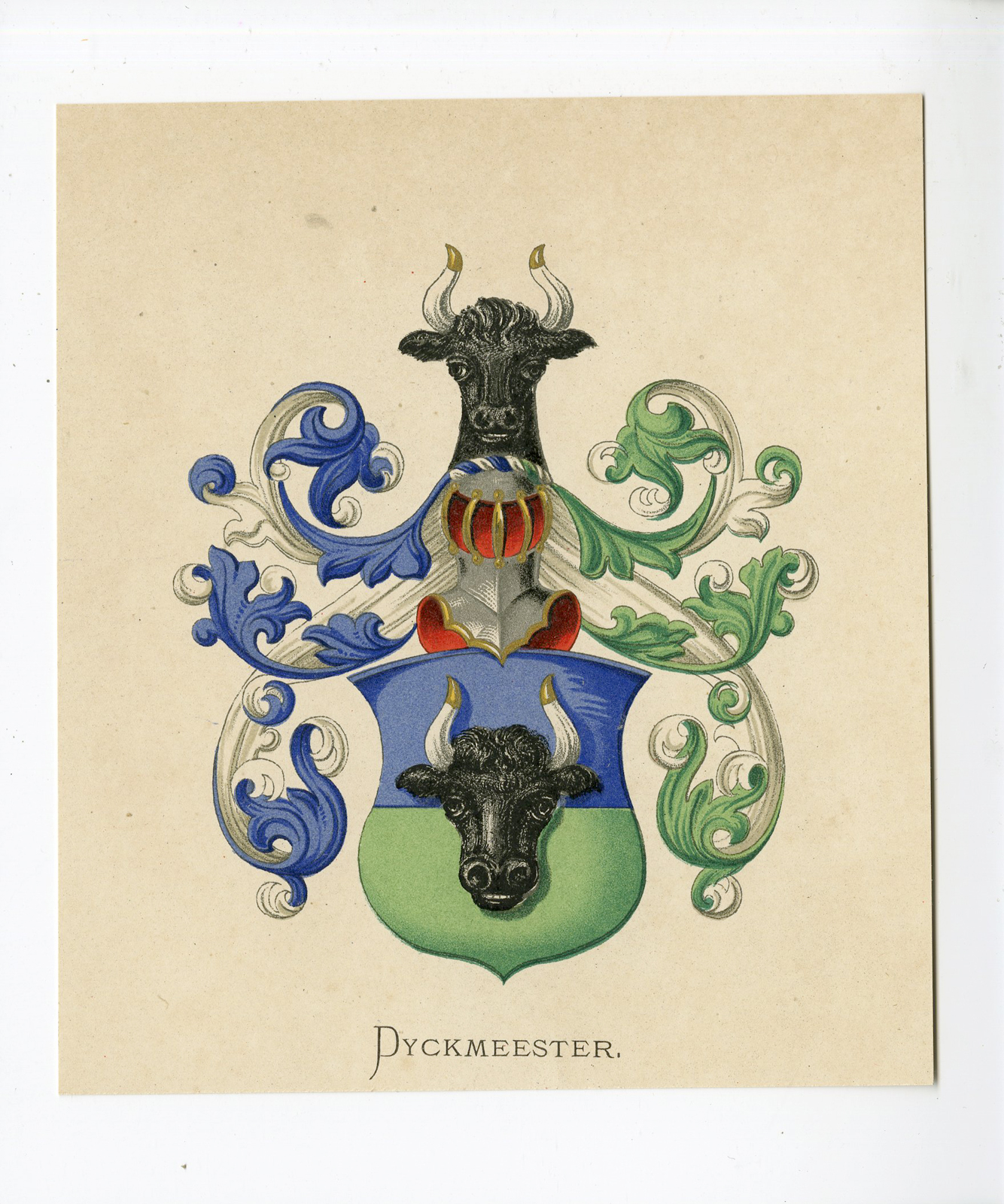 , Antique Print – DYCKMEESTER-COAT OF ARMS-FAMILY CREST-WENNING after VORSTERMAN – 1885, Pictura Antique Prints