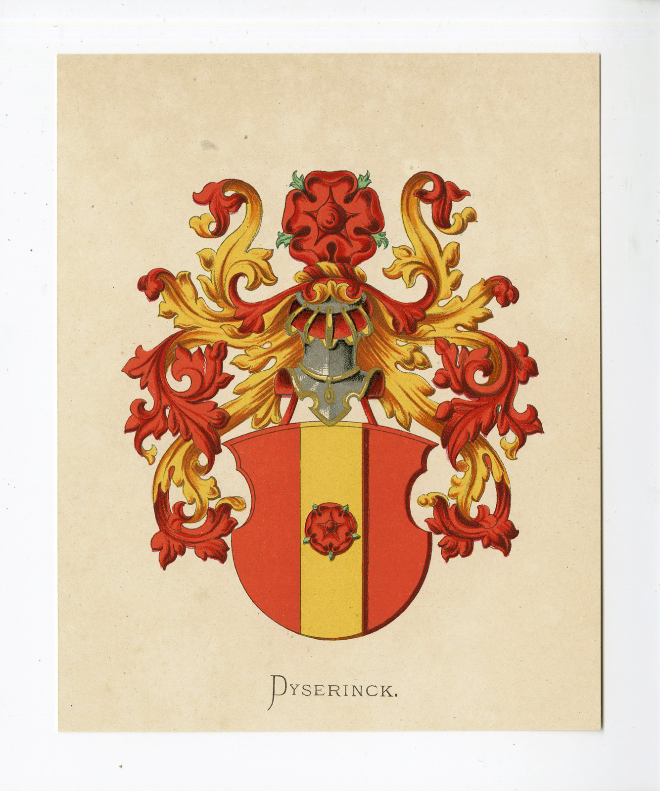 , Antique Print – DYSERINCK-COAT OF ARMS-FAMILY CREST-WENNING after VORSTERMAN – 1885, Pictura Antique Prints