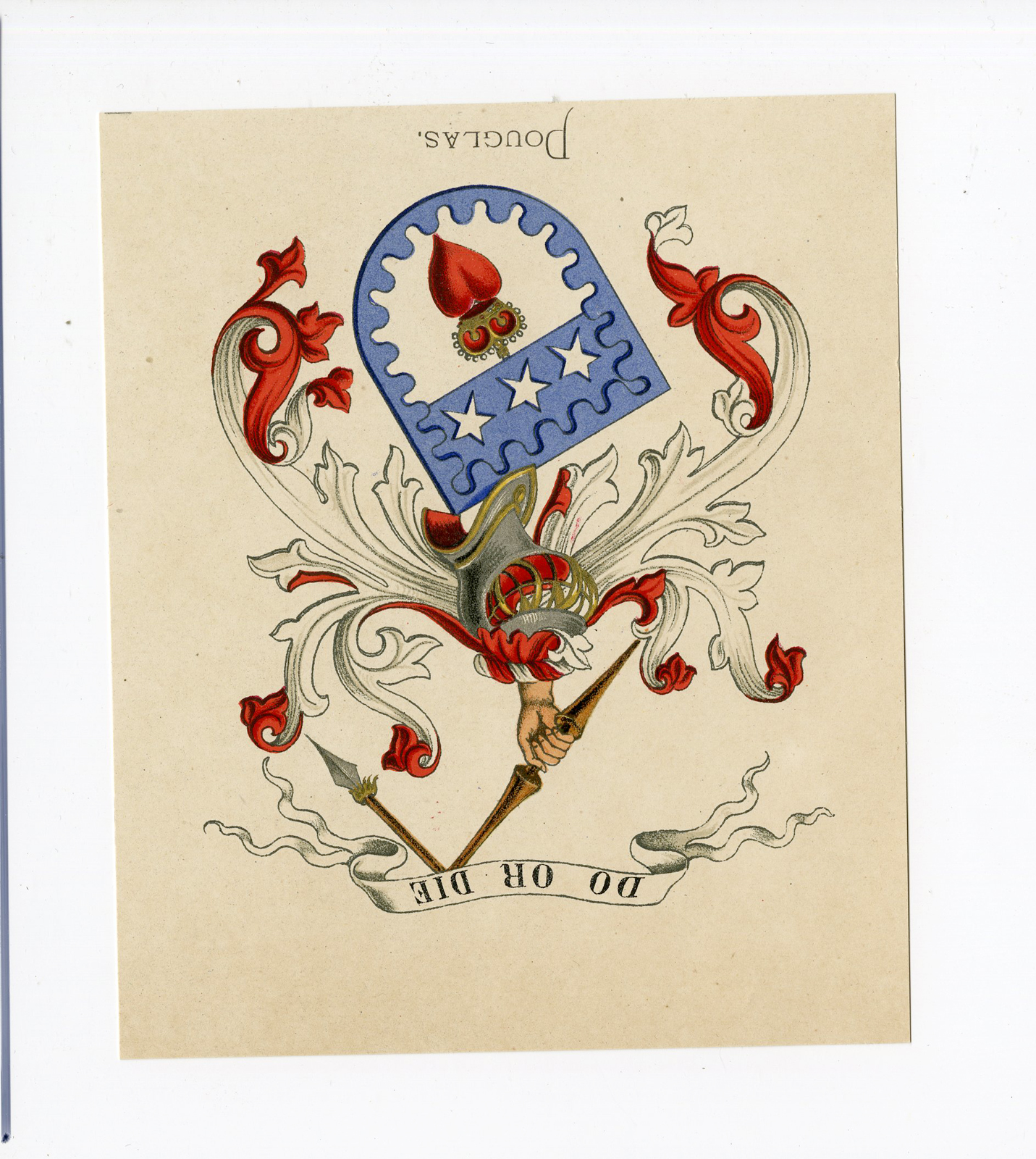 , Antique Print – DOUGLAS-COAT OF ARMS-FAMILY CREST-WENNING after VORSTERMAN – 1885, Pictura Antique Prints