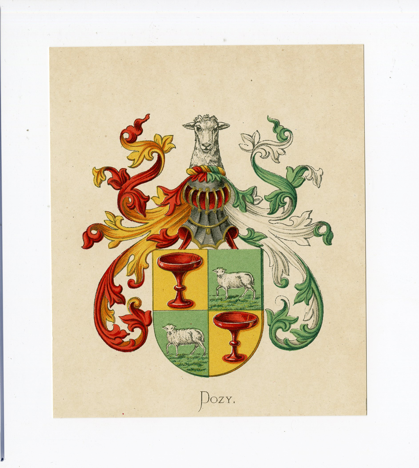 , Antique Print – DOZY-COAT OF ARMS-FAMILY CREST-WENNING after VORSTERMAN – 1885, Pictura Antique Prints
