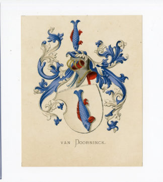 Antique Print - VAN DOORNINCK-COAT OF ARMS-FAMILY CREST-WENNING after VORSTERMAN - 1885