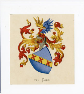 Antique Print - VAN DORP-COAT OF ARMS-FAMILY CREST-WENNING after VORSTERMAN - 1885