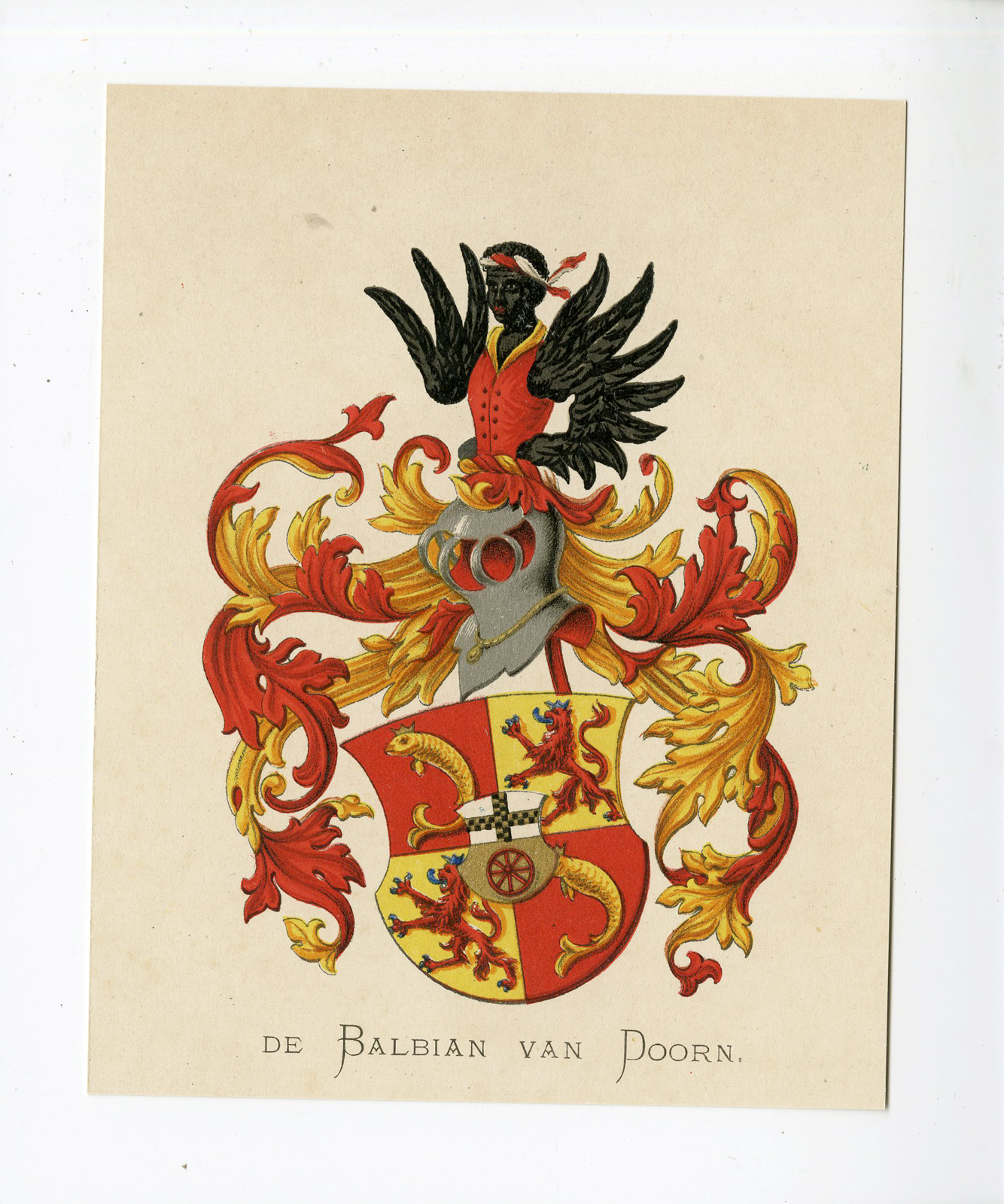 , Antique Print – DE BALBIAN VAN DOORN-COAT OF ARMS-FAMILY CREST-WENNING after VORSTERMAN – 1885, Pictura Antique Prints