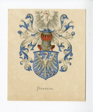 Antique Print - DIERKENS-COAT OF ARMS-FAMILY CREST-WENNING after VORSTERMAN - 1885