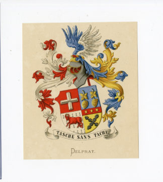 Antique Print - DELPRAT-COAT OF ARMS-FAMILY CREST-WENNING after VORSTERMAN - 1885
