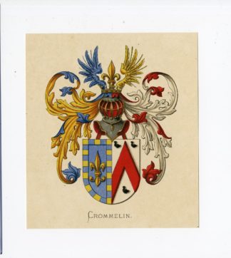 Antique Print - CROMMELIN-COAT OF ARMS-FAMILY CREST-WENNING after VORSTERMAN - 1885