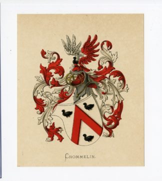 Antique Print - CROMMELIN-COAT OF ARMS-FAMILY CREST-WENNING after VORSTERMAN - 1885
