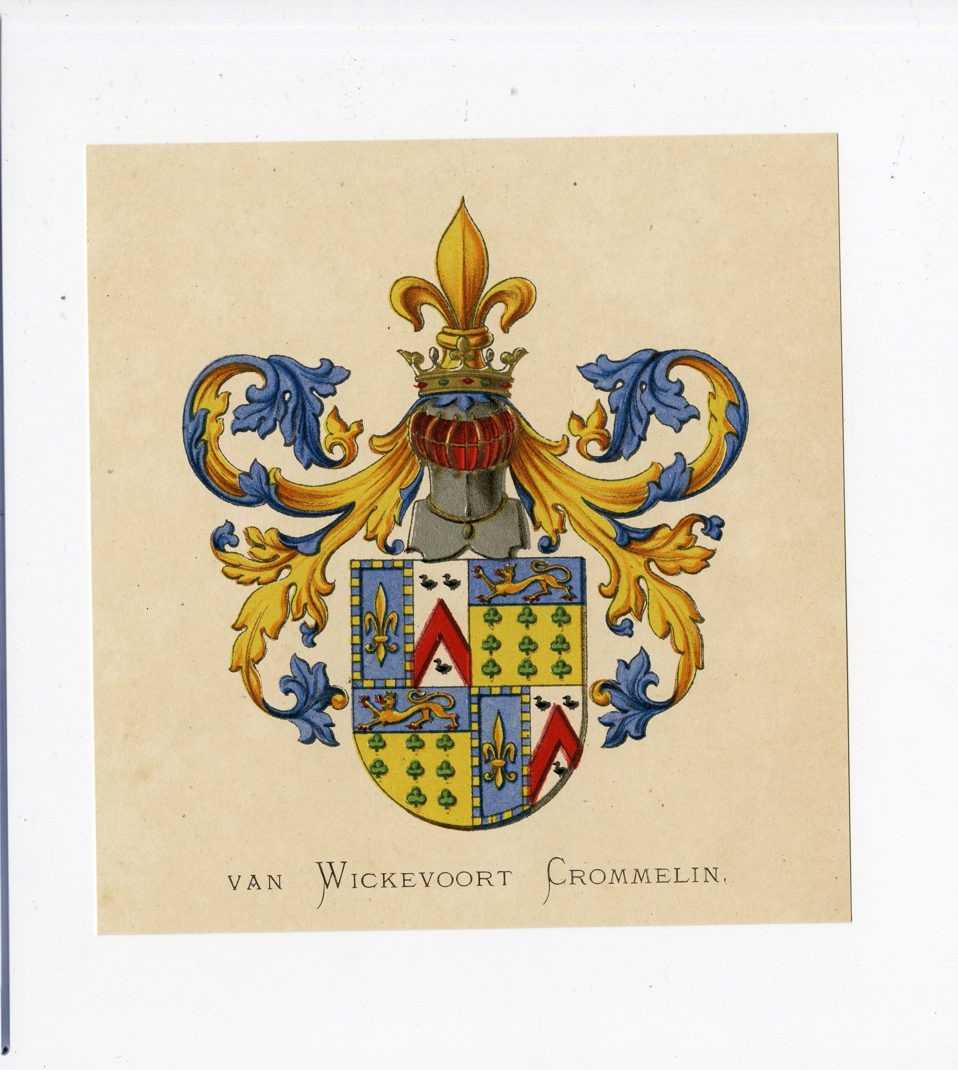 Pco 5162 416x465 Antique Print - VAN WICKEVOORT CROMMELIN-COAT OF ARMS-FAMILY CREST-WENNING after VORSTERMAN - 1885