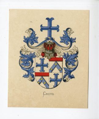 Antique Print - CRUYS-COAT OF ARMS-FAMILY CREST-WENNING after VORSTERMAN - 1885