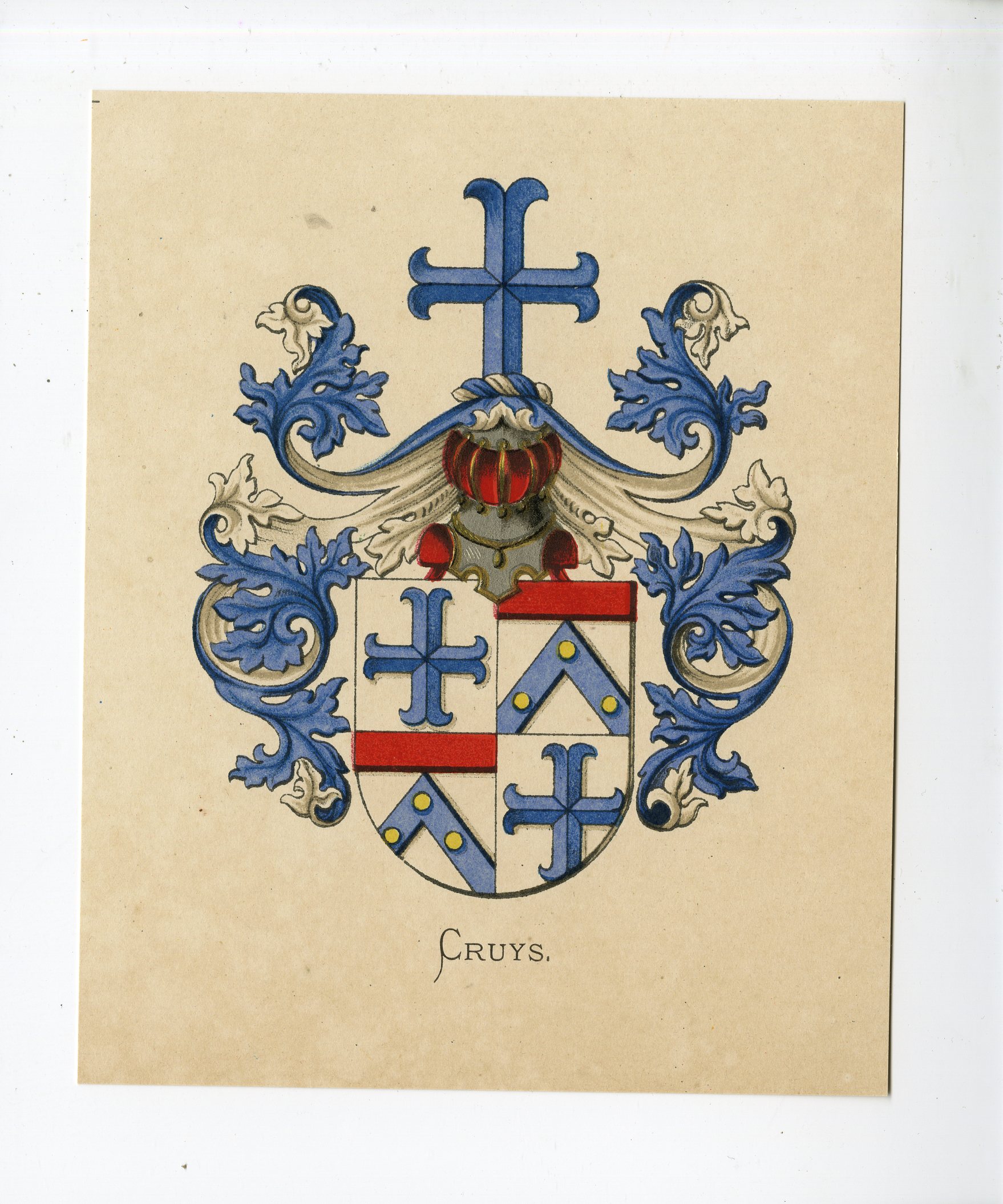 , Antique Print – CRUYS-COAT OF ARMS-FAMILY CREST-WENNING after VORSTERMAN – 1885, Pictura Antique Prints
