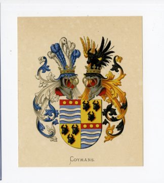 Antique Print - COYMANS-COAT OF ARMS-FAMILY CREST-WENNING after VORSTERMAN - 1885