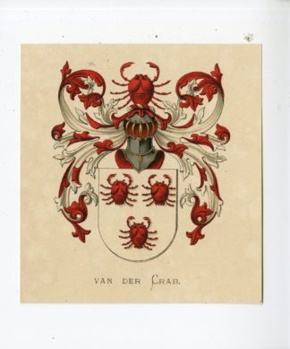 Antique Print - VAN DER CRAB-COAT OF ARMS-FAMILY CREST-WENNING after VORSTERMAN - 1885