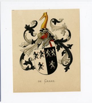 Antique Print - DE CRANE-COAT OF ARMS-FAMILY CREST-WENNING after VORSTERMAN - 1885
