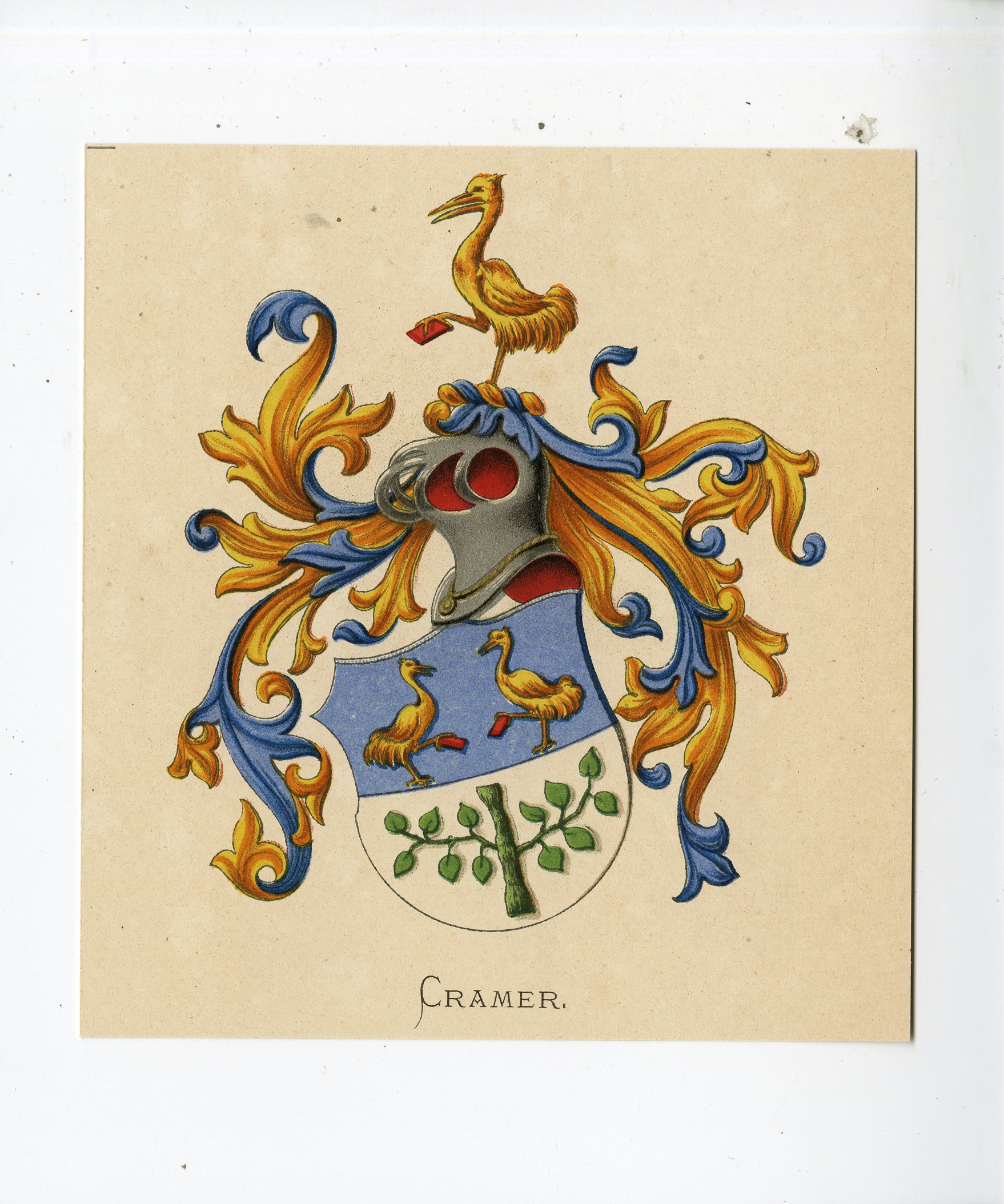 Pco 5169 416x499 Antique Print - CRAMER-COAT OF ARMS-FAMILY CREST-WENNING after VORSTERMAN - 1885
