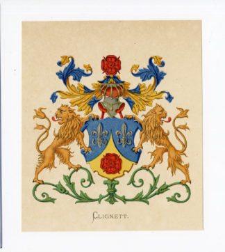 Antique Print - CLIGNETT-COAT OF ARMS-FAMILY CREST-WENNING after VORSTERMAN - 1885