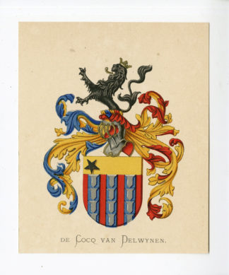 Antique Print - DE COCO VAN DELWYNEN-COAT OF ARMS-FAMILY CREST-WENNING after VORSTERMAN - 1885