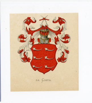 Antique Print - DA COSTA-COAT OF ARMS-FAMILY CREST-WENNING after VORSTERMAN - 1885