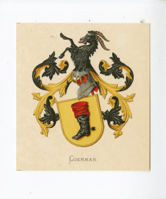 Antique Print - COERMAN-COAT OF ARMS-FAMILY CREST-WENNING after VORSTERMAN - 1885