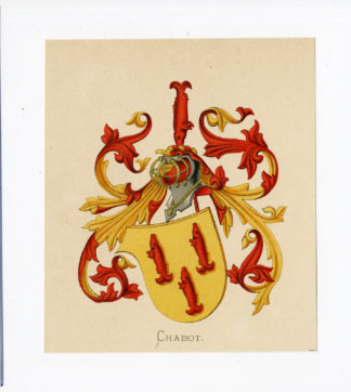 Antique Print - CHABOT-COAT OF ARMS-FAMILY CREST-WENNING after VORSTERMAN - 1885