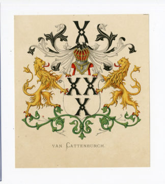 Antique Print - VAN CATTENBURCH-COAT OF ARMS-FAMILY CREST-WENNING after VORSTERMAN - 1885