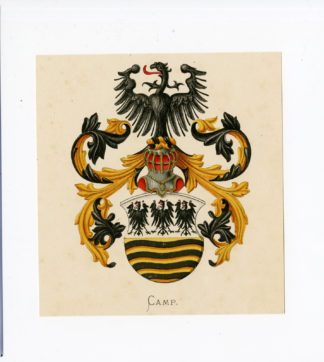 Antique Print - CAMP-COAT OF ARMS-FAMILY CREST-WENNING after VORSTERMAN - 1885