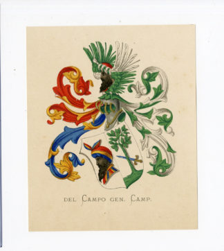 Antique Print - DEL CAMPO GEN. CAMP-COAT OF ARMS-FAMILY CREST-WENNING after VORSTERMAN - 1885