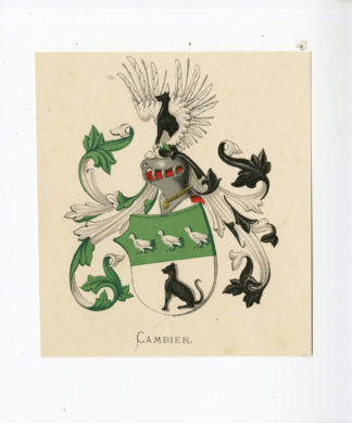 Antique Print - CAMBIER-COAT OF ARMS-FAMILY CREST-WENNING after VORSTERMAN - 1885