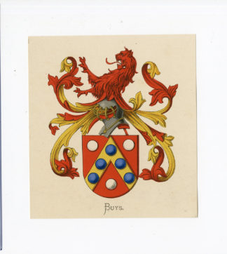 Antique Print - BUYS-COAT OF ARMS-FAMILY CREST-WENNING after VORSTERMAN - 1885