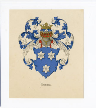 Antique Print - BUDDE-COAT OF ARMS-FAMILY CREST-WENNING after VORSTERMAN - 1885