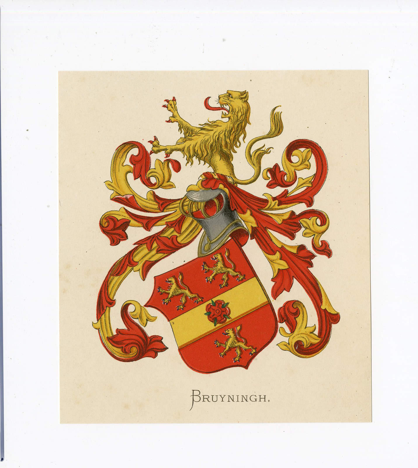 , Antique Print – BRUYNINGH-COAT OF ARMS-FAMILY CREST-WENNING after VORSTERMAN – 1885, Pictura Antique Prints