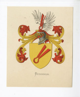 Antique Print - BUDDINGH-COAT OF ARMS-FAMILY CREST-WENNING after VORSTERMAN - 1885